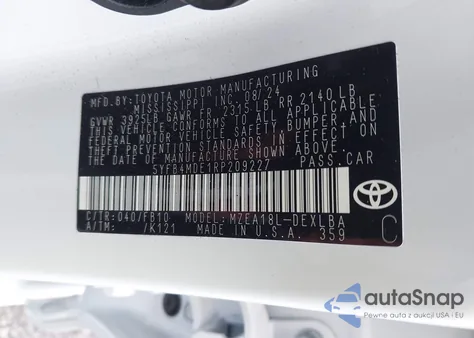 2024 Toyota Corolla Le from USA, damaged, VIN 5YFB4MDE1RP209227